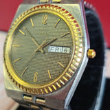 1984 Omega Seamaster Quartz Watch 396.0924 Cal. 1425 7 Jewels Day/Date Waffle Dial