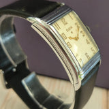 1934 Elgin Art Deco Rectangular Wristwatch 7 Jewels Grade 488 Cream Dial Watch
