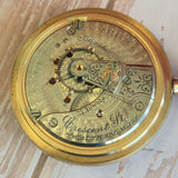 1890s Waltham Pocket Watch Open face 18s Grade Crescent St. Adjusted 17 Jewels