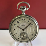 1928 ELGIN Dress Pocket Watch 12s Openface Grade 315 15 Jewels 925 Sterling Silver Case Decorated Dial