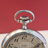 1928 ELGIN Dress Pocket Watch 12s Openface Grade 315 15 Jewels 925 Sterling Silver Case Decorated Dial