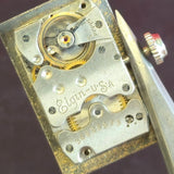 1934 Elgin Art Deco Rectangular Wristwatch 7 Jewels Grade 488 Cream Dial Watch