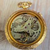 Vintage Elgin Alarm Pocket Watch 17 Jewels Swiss Roman Numerals 978 - With Chain