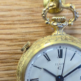 Vintage Elgin Alarm Pocket Watch 17 Jewels Swiss Roman Numerals 978 - With Chain