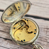 1896 Elgin Pocket Watch Pendant Necklace 0s 7J Sterling Silver Multilink Chain