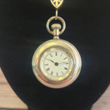 1896 Elgin Pocket Watch Pendant Necklace 0s 7J Sterling Silver Multilink Chain