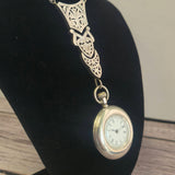1896 Elgin Pocket Watch Pendant Necklace 0s 7J Sterling Silver Multilink Chain