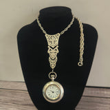 1896 Elgin Pocket Watch Pendant Necklace 0s 7J Sterling Silver Multilink Chain