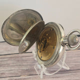 1897 Elgin Pocket Watch 18s Grade 96 7 Jewels Coin Silver Double Hinged Case