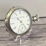 1897 Elgin Pocket Watch 18s Grade 96 7 Jewels Coin Silver Double Hinged Case