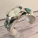 Vintage NICOLET Quartz Watch Day/Date on a BK.SPENCER Sterling Silver and Turquoise Cuff Band