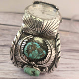 Vintage NICOLET Quartz Watch Day/Date on a BK.SPENCER Sterling Silver and Turquoise Cuff Band