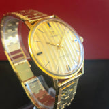 Vintage Tissot Seastar Seven Militar Watch 36mm Striped Dial Dress Wristwatch