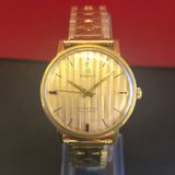 Vintage Tissot Seastar Seven Militar Watch 36mm Striped Dial Dress Wristwatch