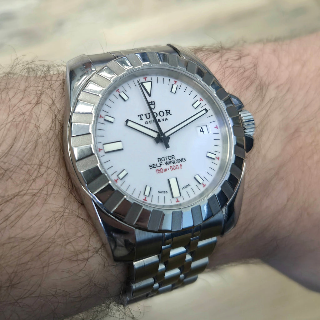 Tudor Hydronaut 20010 Automatic Watch Date 41mm ALL S.S. White Dial Wr ...