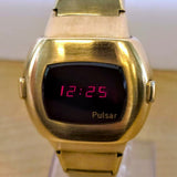 Vintage Pulsar P3 LED Watch 41mm 14K GF & Original Bracelet Digital Wristwatch