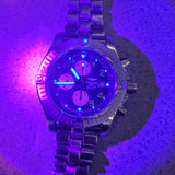 Breitling Super Avenger Chronograph Auto Watch A13370 Blue Dial ALL S.S.  - In Service Box