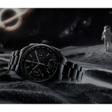 Bulova Lunar Pilot Black Hole Limited Edition Chronograph Watch 98A335 Archive Series 41mm - with a travel case and Bulova clock