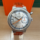 1970s Rotary Longines Monopusher Chronograph Watch 17 Jewels Date Indicator 36mm S.S. Wristwatch