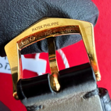 1990s Patek Philippe Calatrava Watch 3520D 18K Gold 32mm Hobnail Bezel - Cal. 177 18 Jewels ADJ. Ultra-Thin
