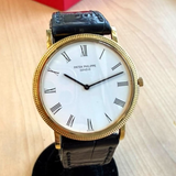 1990s Patek Philippe Calatrava Watch 3520D 18K Gold 32mm Hobnail Bezel - Cal. 177 18 Jewels ADJ. Ultra-Thin