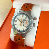 1970s Rotary Longines Monopusher Chronograph Watch 17 Jewels Date Indicator 36mm S.S. Wristwatch