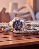 Bulova Marine Star Series A Automatic Watch 98A302 21 Jewels Blue Dial & Bezel 44mm ALL S.S.