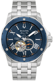 Bulova Marine Star Series A Automatic Watch 98A302 21 Jewels Blue Dial & Bezel 44mm ALL S.S.