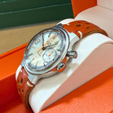 1970s Rotary Longines Monopusher Chronograph Watch 17 Jewels Date Indicator 36mm S.S. Wristwatch