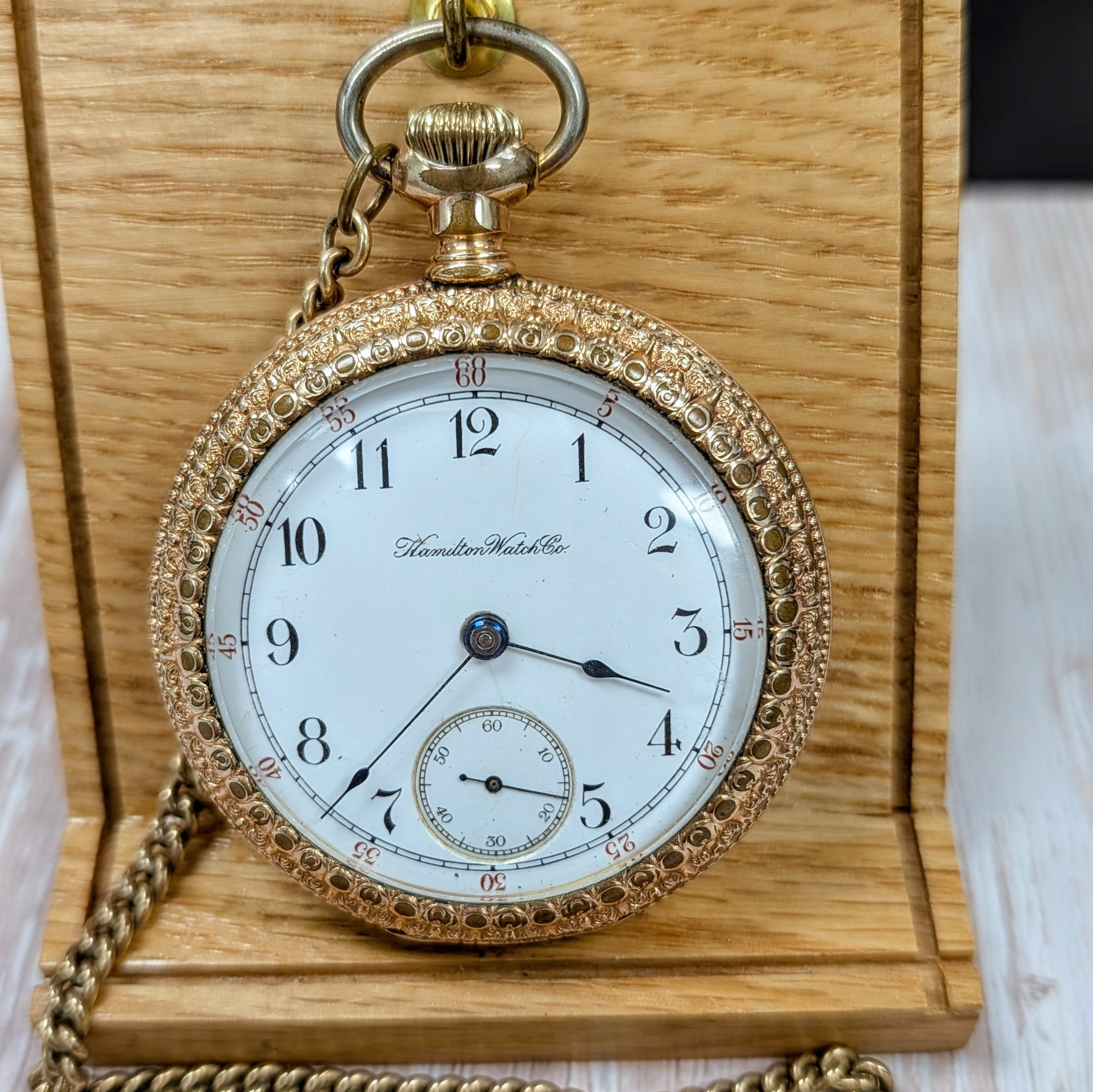 Antique 1897 Hamilton pocket watch Grade 930 with gold-filled open-face case