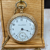 1897 HAMILTON Pocket Watch 18s Openface Grade 930 16 Jewels Gold Filled Case with Chain & Fob