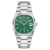 Bulova Super Seville Precisionist Watch 96B439 Date Green Dial 38mm ALL S.S. TV-Shaped