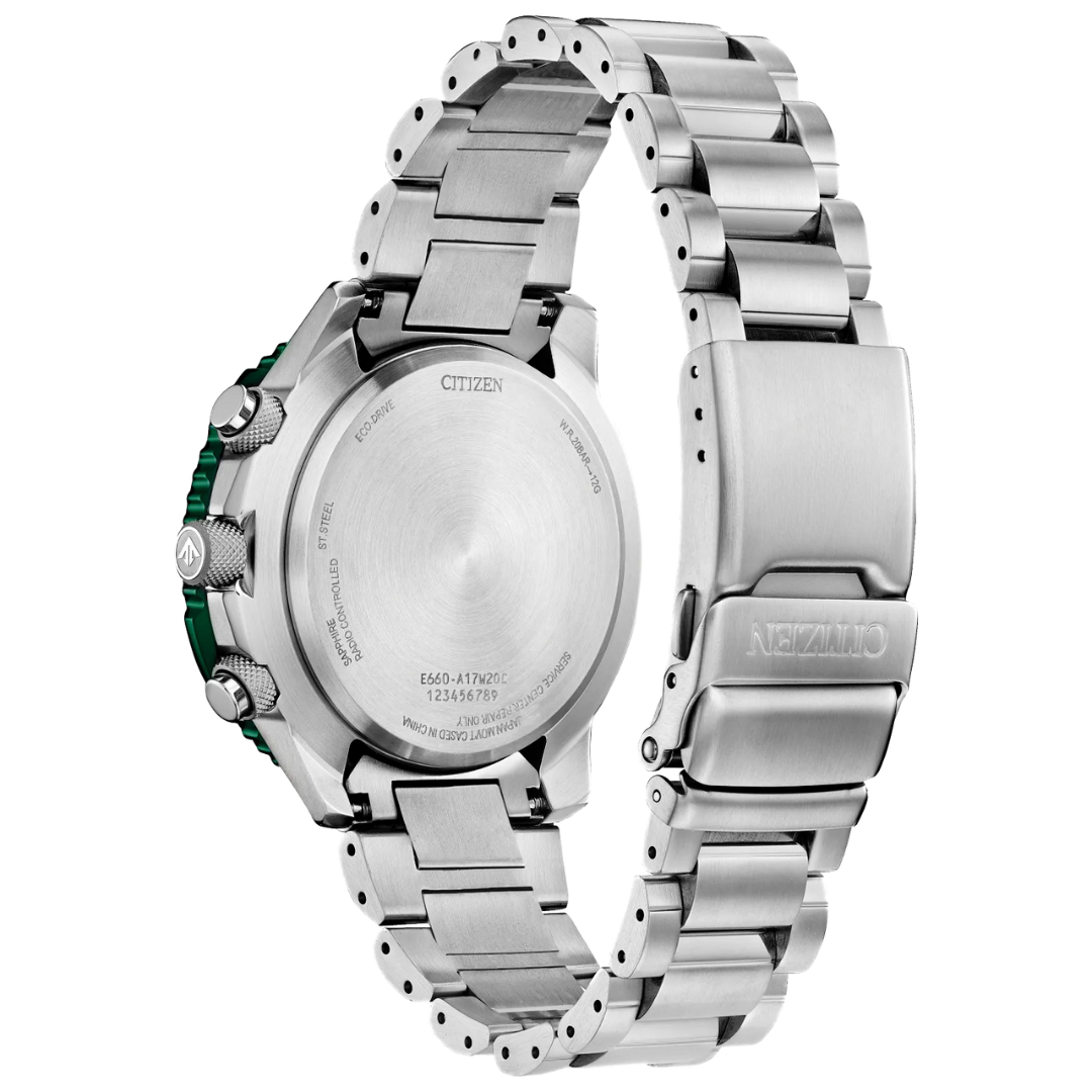 Citizen Air A-T Men’s Chronograph – Green Bezel, 200M Water Resistant