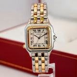 Cartier Panthere Quartz Watch 29mm Date 2-Tone SS 2-Row Yellow Gold Bracelet - Box & Papers