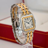 Cartier Panthere Quartz Watch 29mm Date 2-Tone SS 2-Row Yellow Gold Bracelet - Box & Papers
