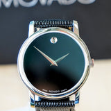 MOVADO MUSEUM CLASSIC Watch Black Dial 30M W.R. MO.01.1.14.6000 - ALL Original In Box