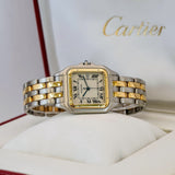 Cartier Panthere Quartz Watch 29mm Date 2-Tone SS 2-Row Yellow Gold Bracelet - Box & Papers