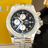 Breitling Super Avenger Chronograph Automatic Watch A13370 S.S. Black Dial - 2-Box & Papers