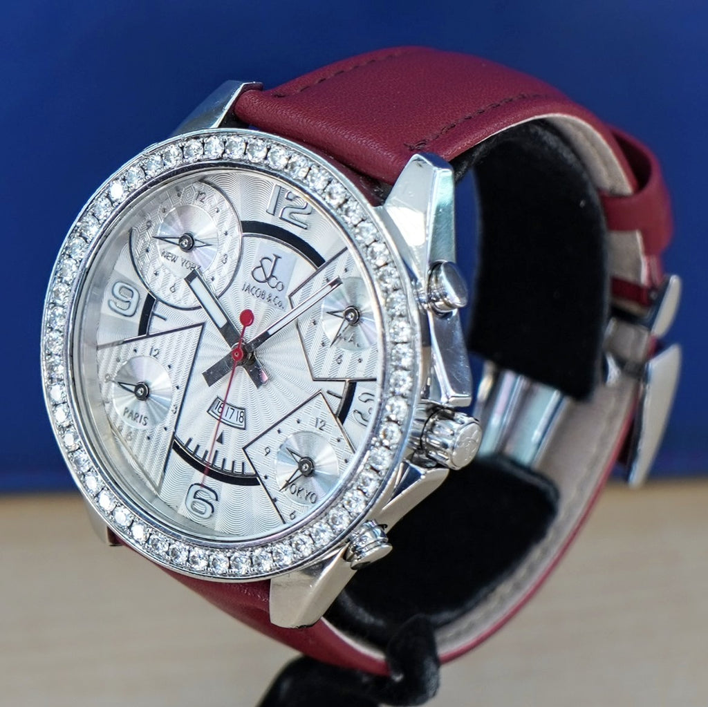 Jacob & Co. Five Time Zone Watch Diamond Bezel 47mm - Original Box & I ...