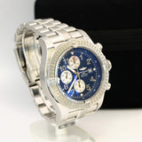 Breitling Super Avenger Chronograph Auto Watch A13370 Blue Dial ALL S.S.  - In Service Box