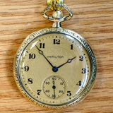 1922 HAMILTON Dress Pocket Watch Openface 12s Grade 910 17 Jewels Adjusted Engraved Case