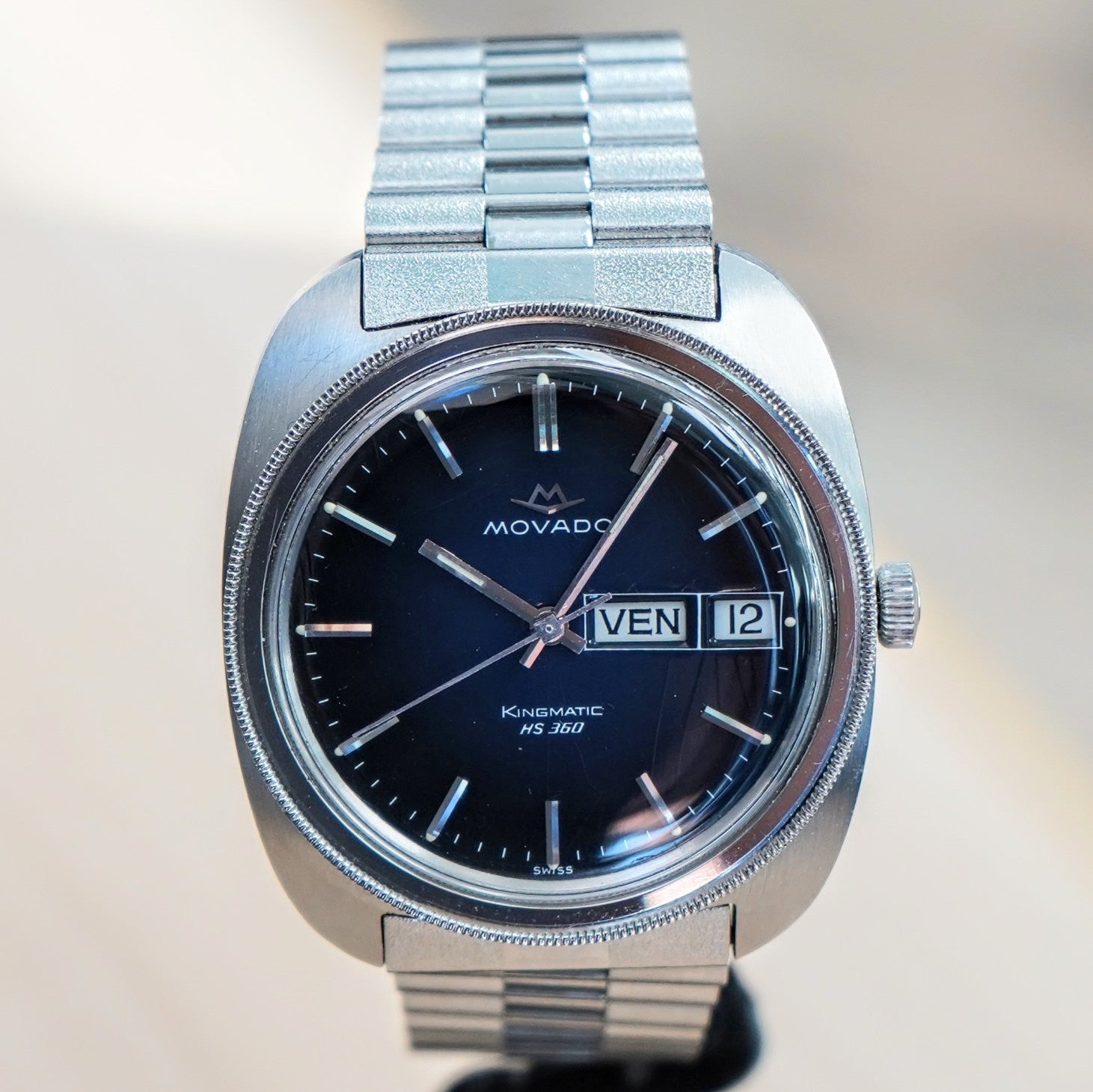 MOVADO Kingmatic HS 360 Watch Sub-Sea Day/Date Cushion Case Blue