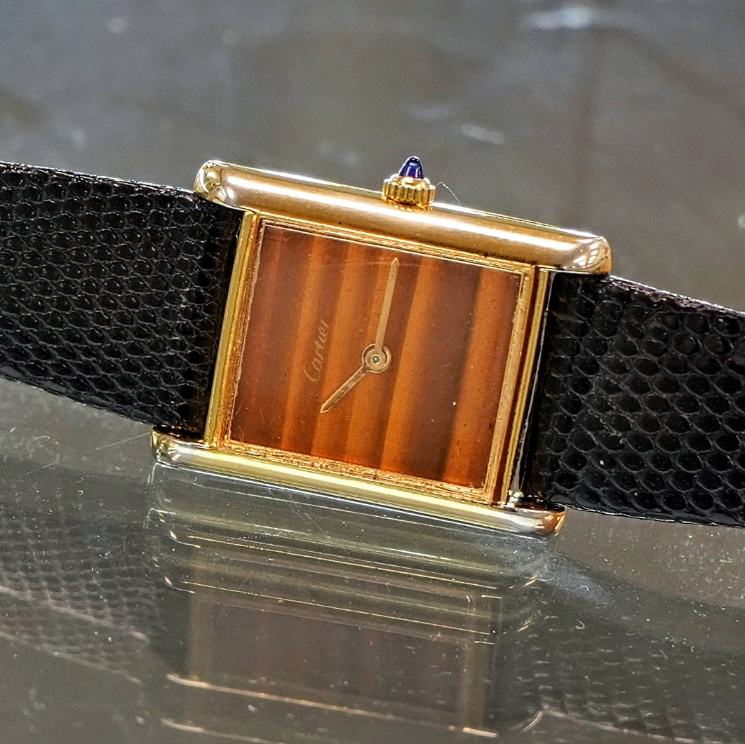 Vintage CARTIER Must de Cartier Watch 17 Jewels Tank Case Tiger