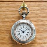 Antique Ladies Pocket Watch Openface Silver Case Button Set Remontoir Cylindre 10 Rubis Decorated Dial