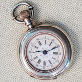 Antique Ladies Pocket Watch Openface Silver Case Button Set Remontoir Cylindre 10 Rubis Decorated Dial