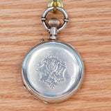 Antique Ladies Pocket Watch Openface Silver Case Button Set Remontoir Cylindre 10 Rubis Decorated Dial