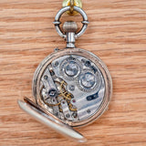 Antique Ladies Pocket Watch Openface Silver Case Button Set Remontoir Cylindre 10 Rubis Decorated Dial