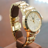 Quartz Watch Date Indicator ALL Gold S.S. Wristwatch Water Resistant 20ATM Screw-Down Crown