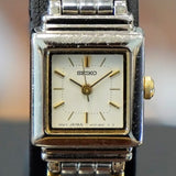 Vintage Ladies SEIKO Quartz Watch ALL S.S. Two-Tone Quartz Wristwatch - V401-5849