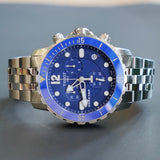 TISSOT Seastar Chronograph Watch Blue Dial & Bezel ALL S.S. T066417A Quartz Wristwatch